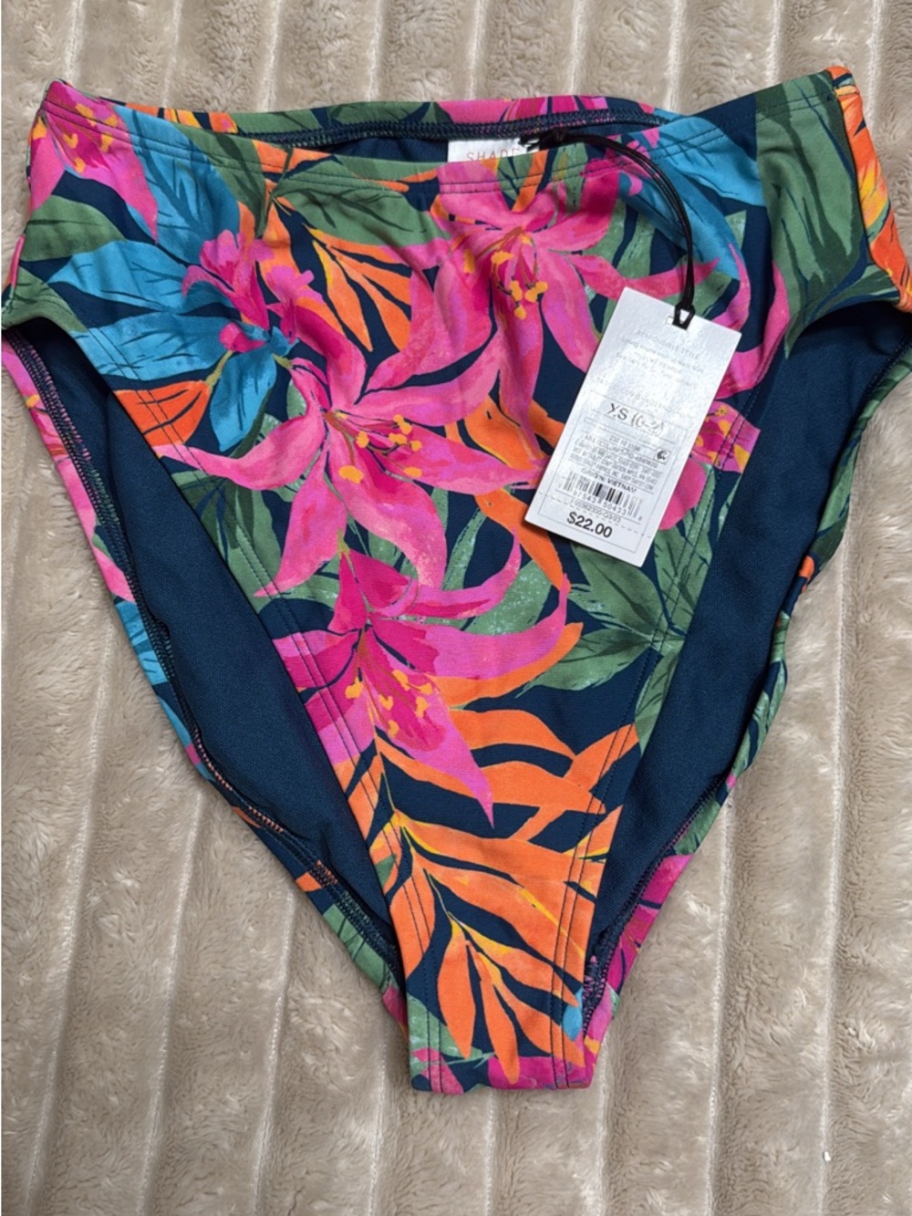 Tropical High-Waist Bikini Bottoms - Bright Floral Print